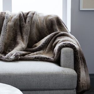 West Elm Faux Fur Ombre Throw Blanket.